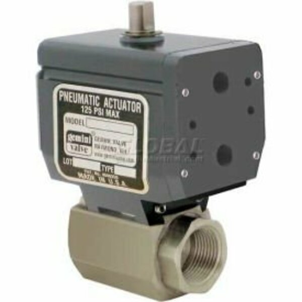 Gemini Valve Sales & Service Inc. Gemini ValveÂ High Duty Cycle S/S Ball Valve, Double-Acting Pneumatic Actuator, 3/4" 3/4 87-6-RTV-6-C90BDBN